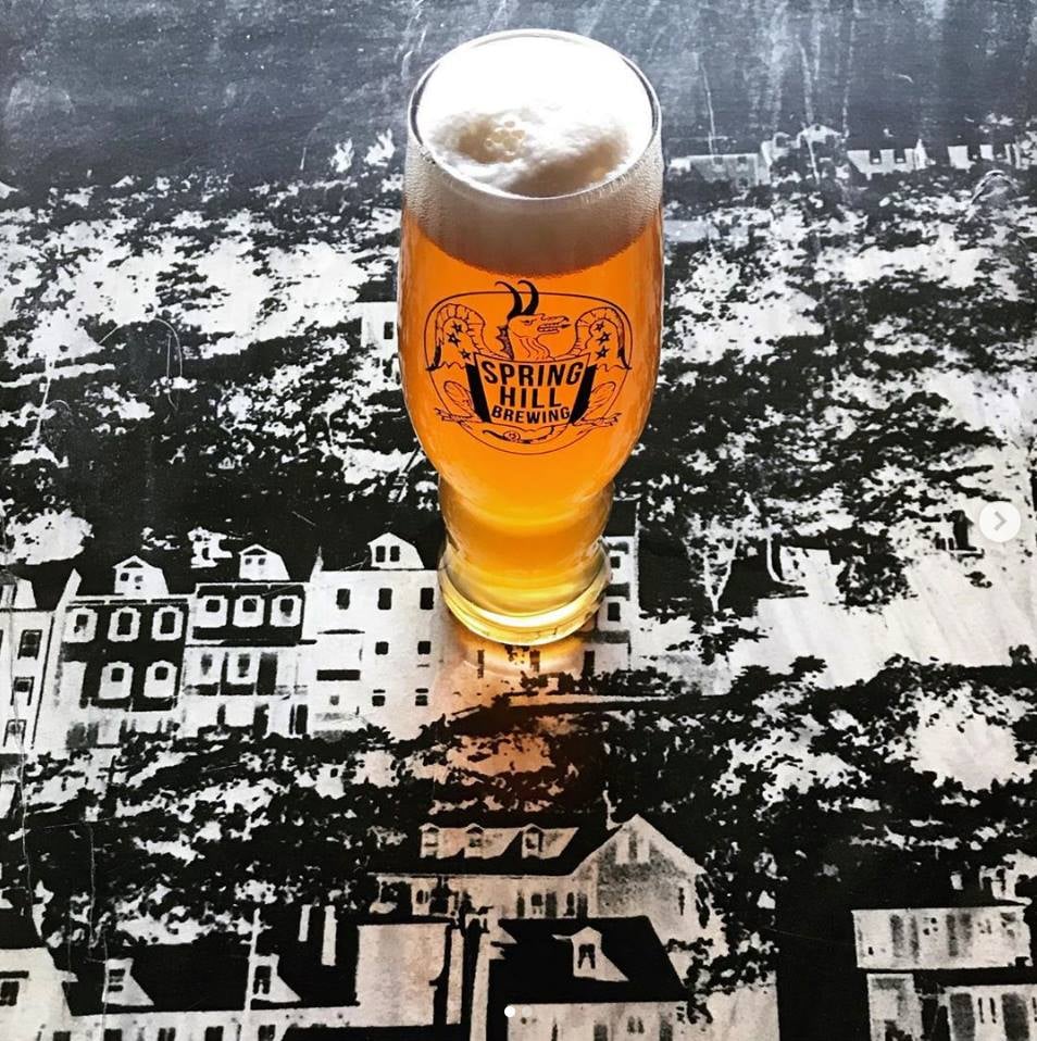 Spring Hill Brewing beer in branded glassware