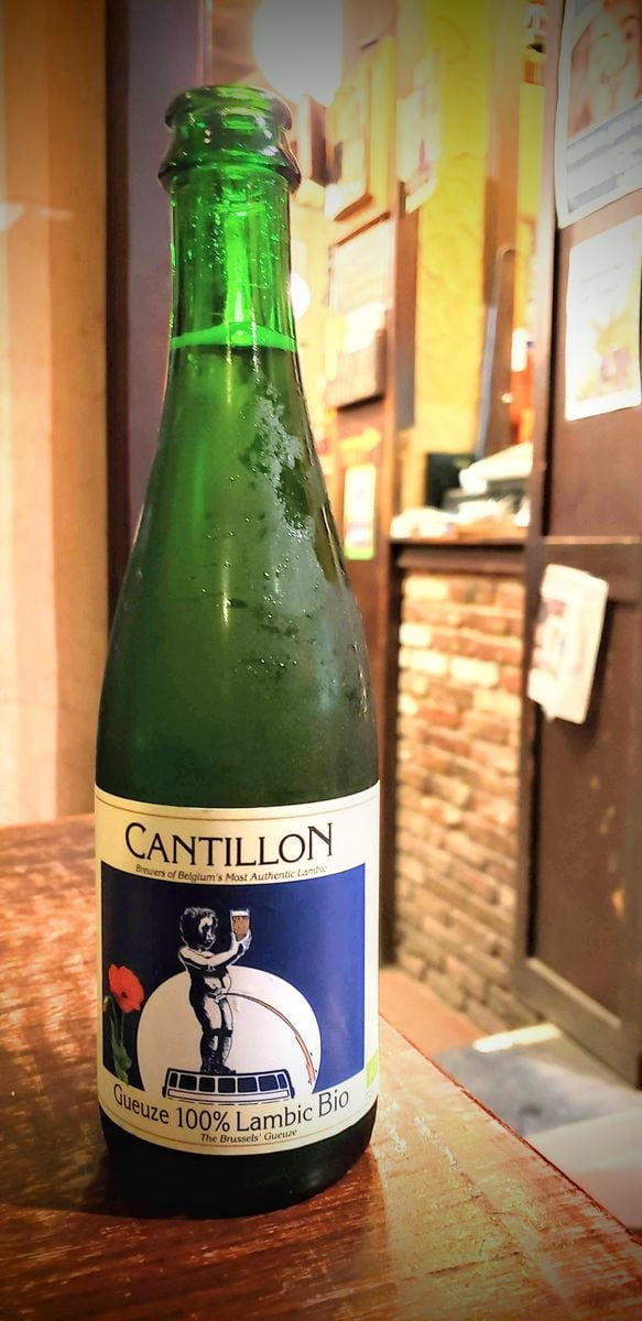 Brasserie Cantillon beer on a counter