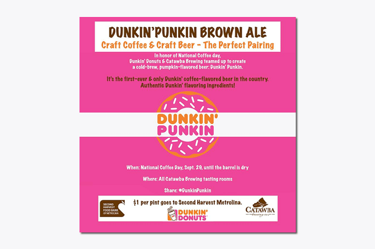 Catawba Collabs With Dunkin’ Donuts for “Dunkin’ Punkin Brown Ale”