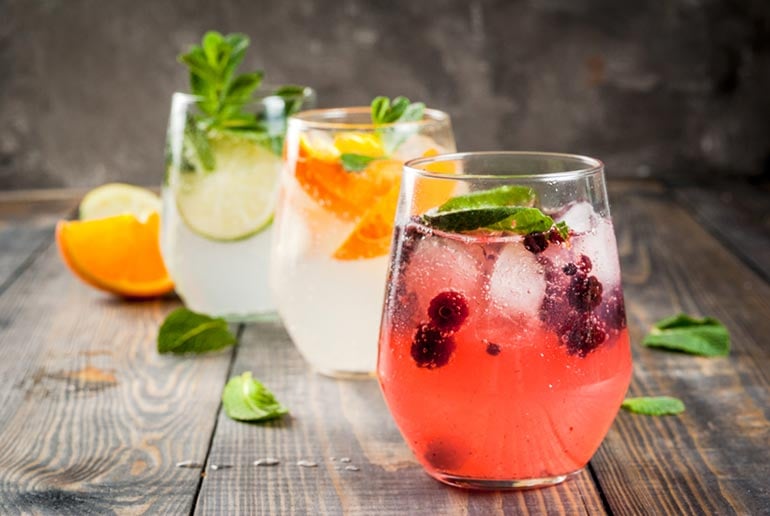 Spiked Berry Gin and Tonic: Mixed Berries and Basil