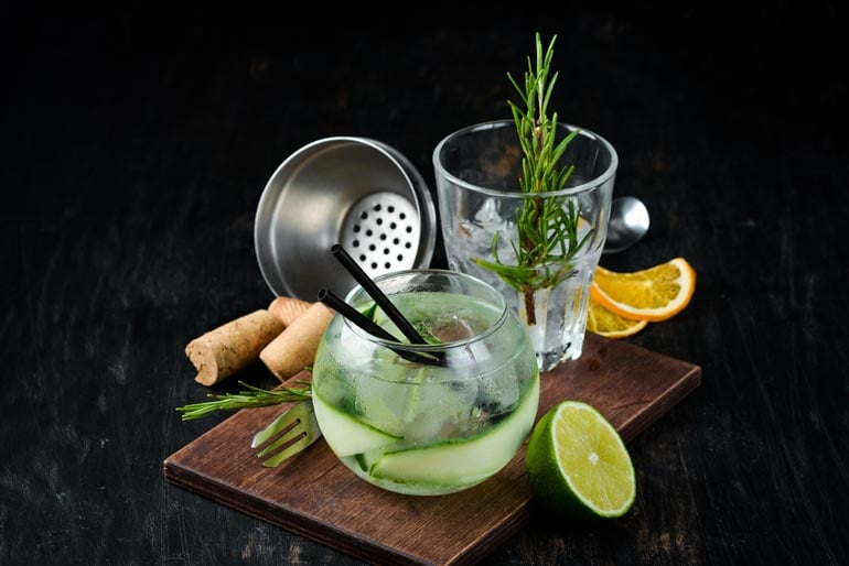 Exotic Gin and Tonic: Cucumber and Basil