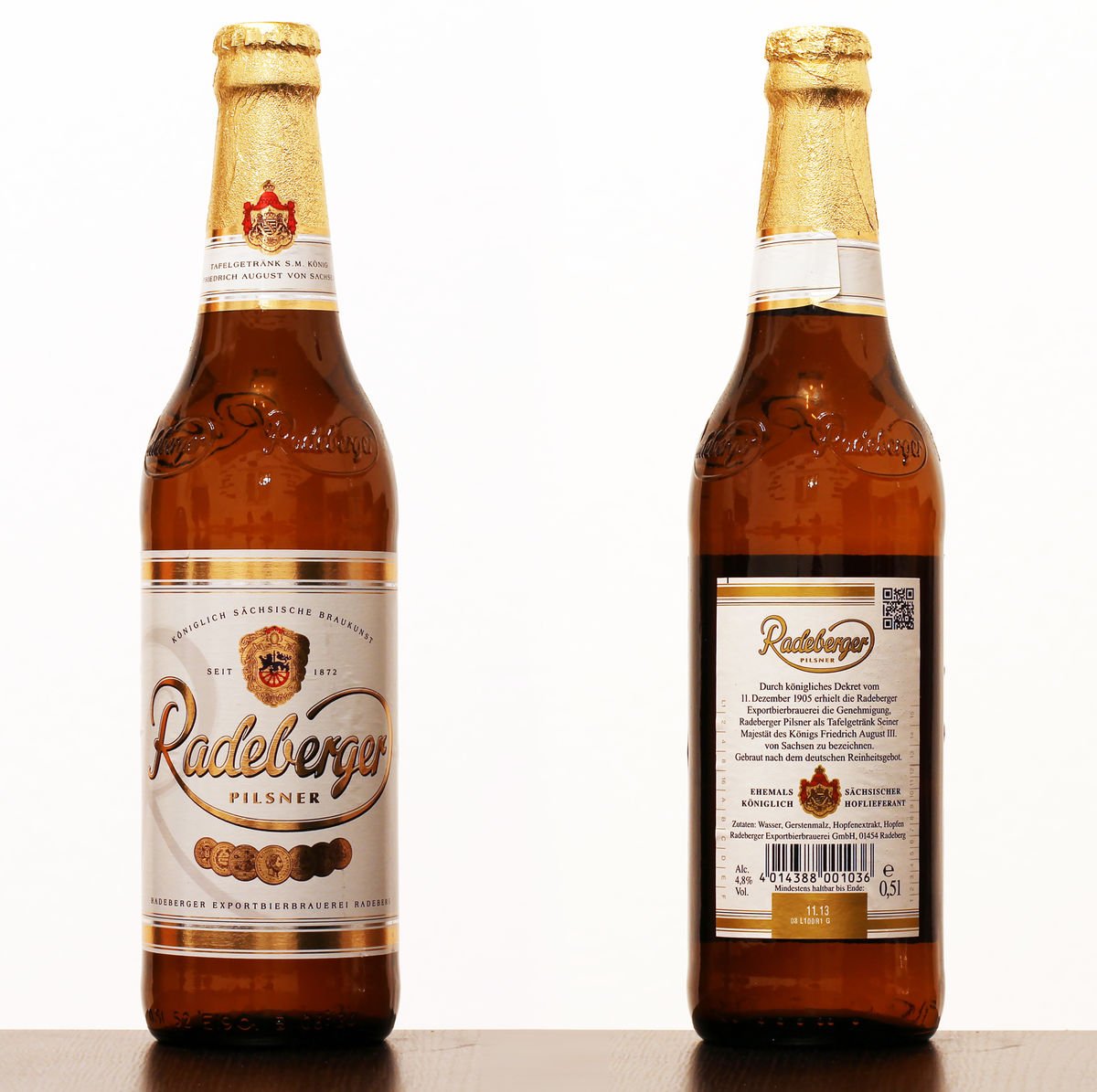 Front and back bottle of Radeberger Pilsner