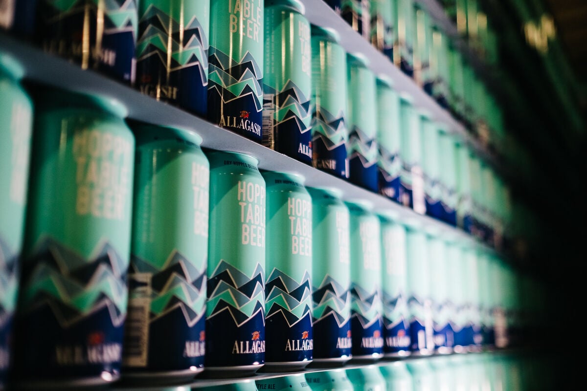 palettes of beer cans