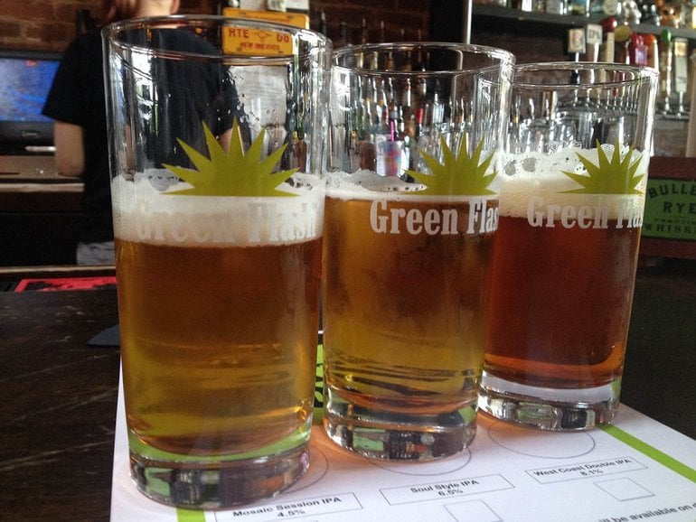 At one of our many stops, we enjoyed a Green Flash flight, with their Mosaic Session, Soul Style IPA, and West Coast IPA. Green Flash Brewing IPA Beer Connoisseur Brickstore Pub