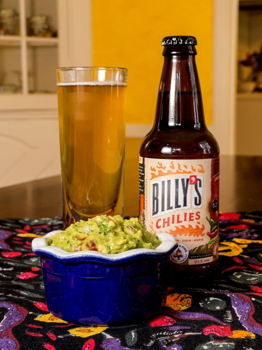 Pair your guac with Billy's Chilies or Serrano Eye Patch Ale for light sizzle. Billy's Chilies and Guacamole food pairing.