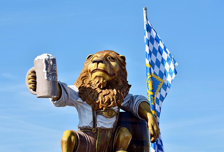 oktoberfest lion with beer