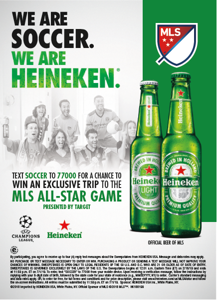Heineken Partners with UEFA Champions League and Major League Soccer in 2019