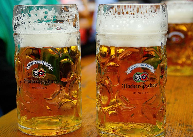 hacker-pschorr stein of oktoberfest beer