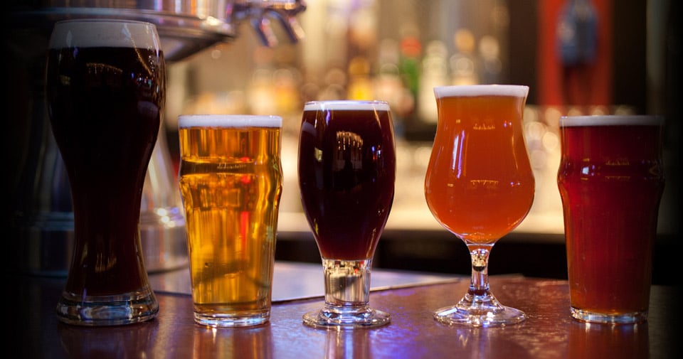 Poured beers at Piece Brewery and Pizzeria