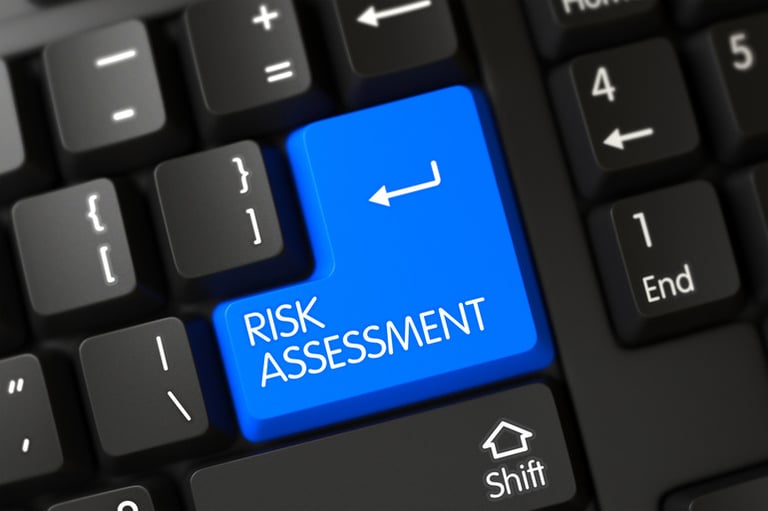 Blue Risk Assessment Key on Keyboard