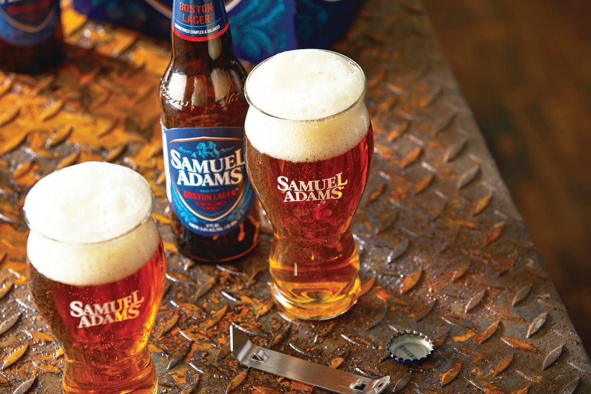 samuel adams boston lager bottles and glassware