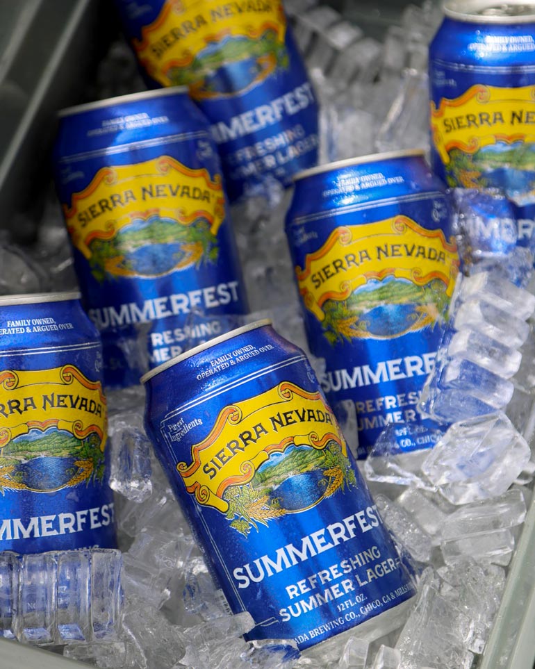sierra nevada summerfest cans in cooler surrounded by ice