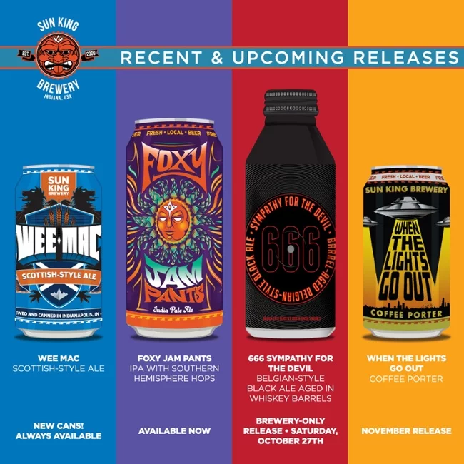 Sun King Brewery Unveils Upcoming Releases