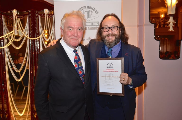 Dave Myers is presented with honorary membership of the Guild of Beer Writers by chairman Tim Hampson