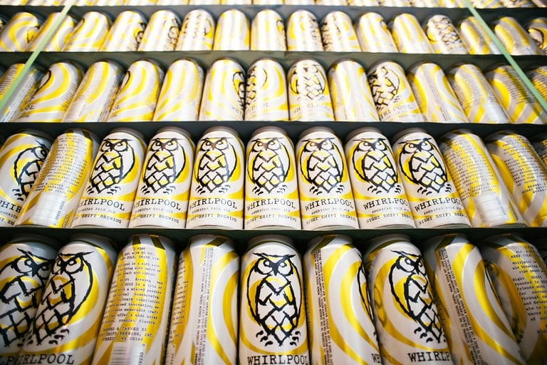 Night Shift brewing Whirlpool beer cans