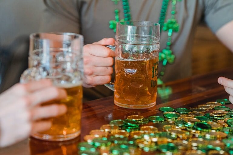 Friends enjoying beer at an Irish bar