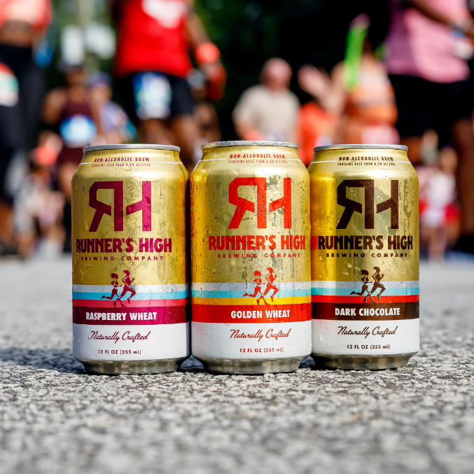 Tilray Runners High three cans on road in middle of race
