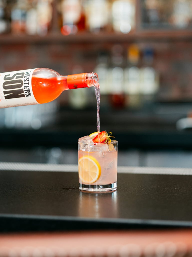 Wester Son Vodka cocktail being poured into highball glass
