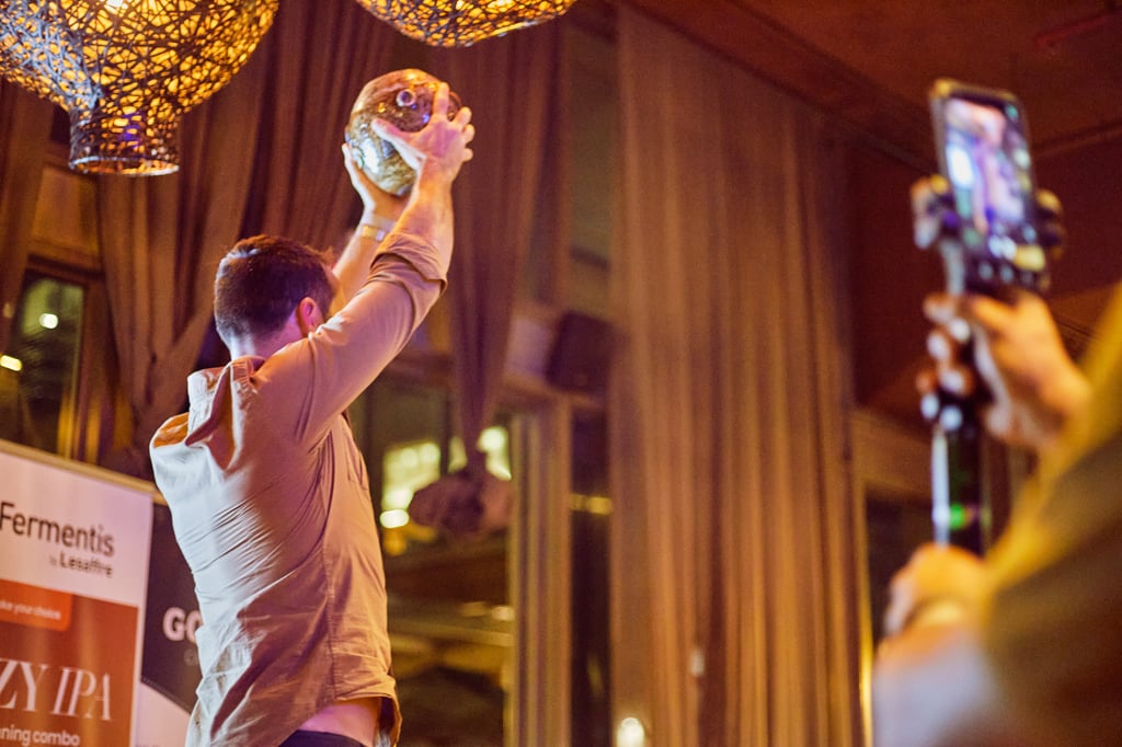 Nick Smith of Soul Barrel Brewing celebrates winning the Best Beer in Africa