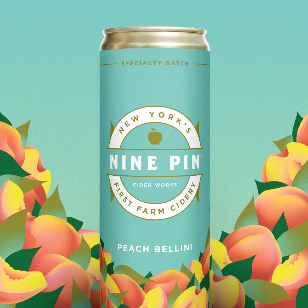nine pin ciderworks peach bellini promo image