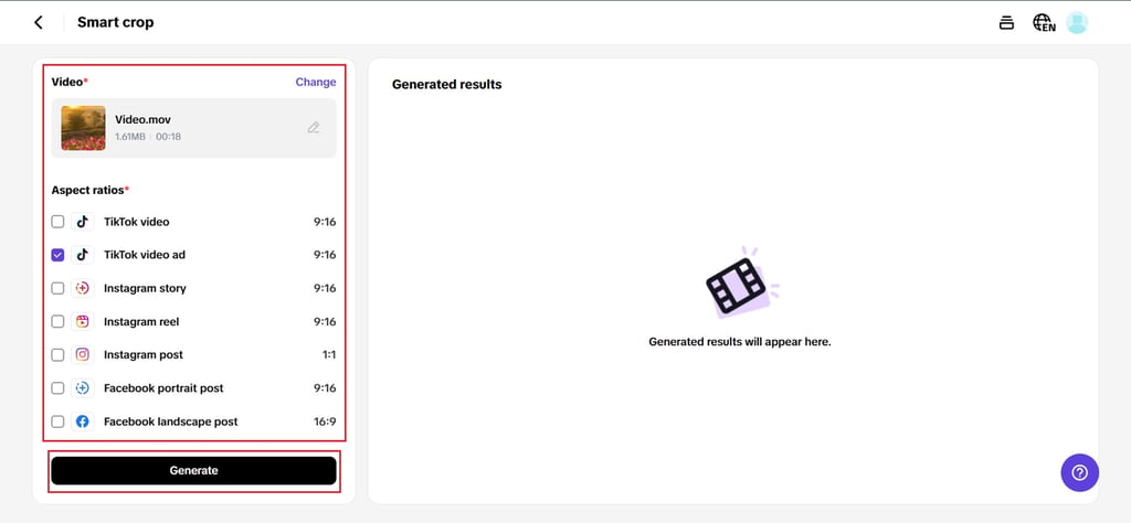 Select your expected ratio