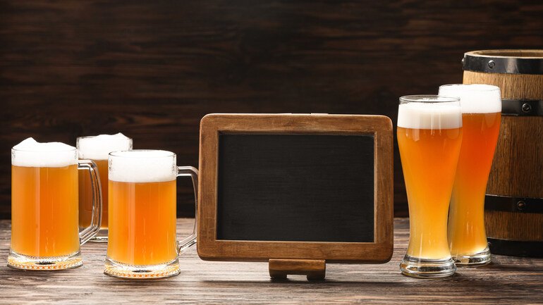 Beer served for leisure time enjoyment with friends