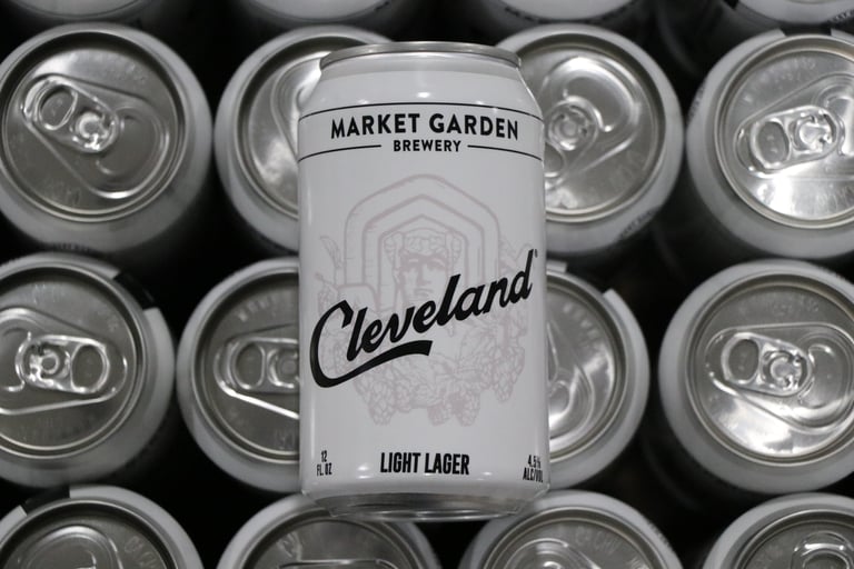 Cans of Cleveland Lager from Market Garden Brewery