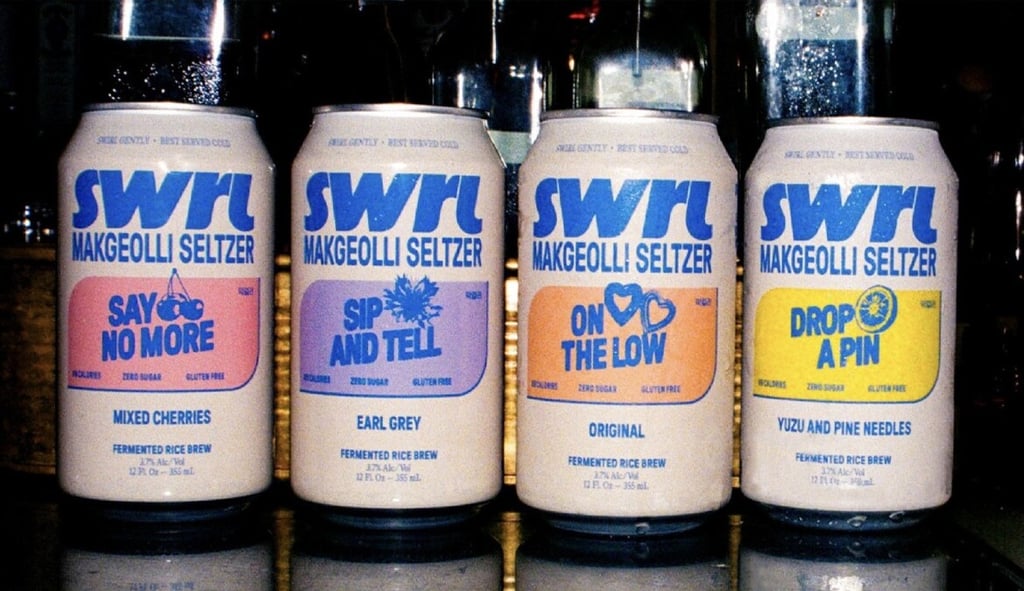 Cans of SWRL, the world’s first Makgeolli seltzer