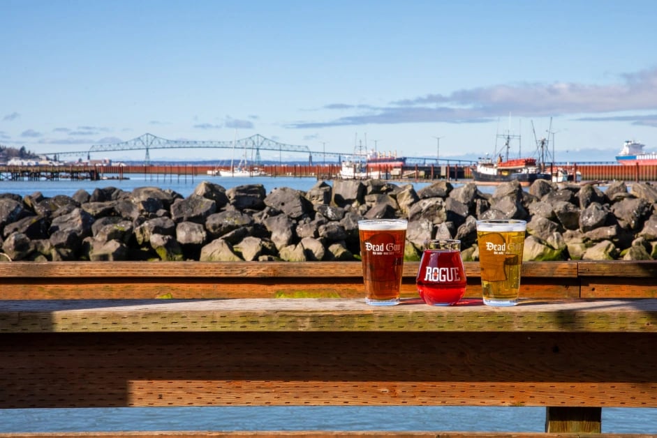 selection of Rogue brews on Pier 39 in Astoria, Oregon