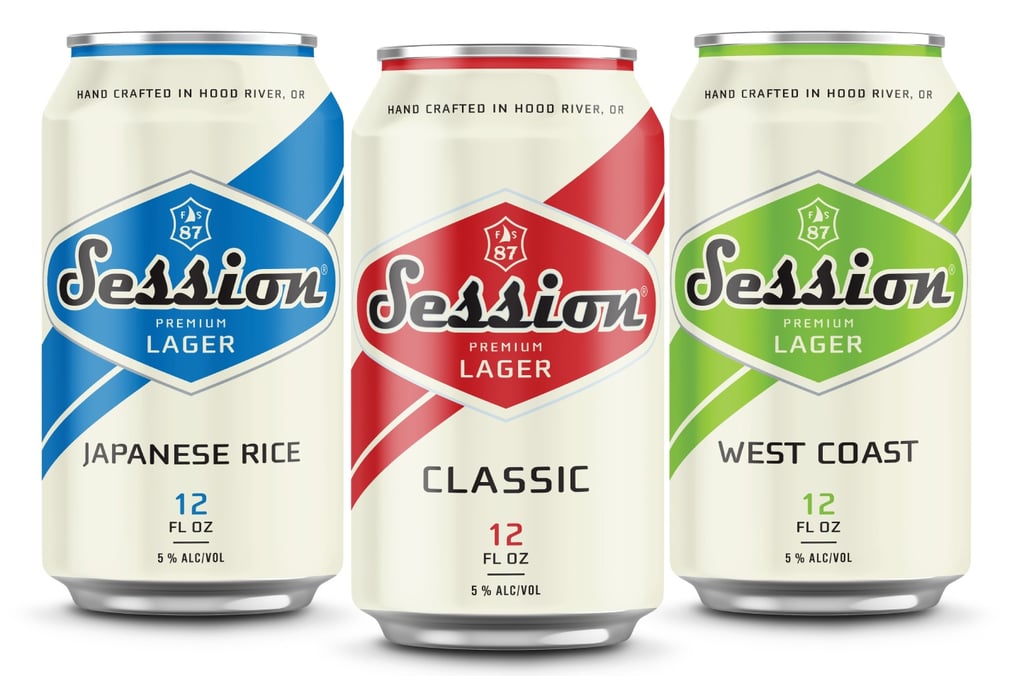 Cans of Session Lager from Full Sail Brewing