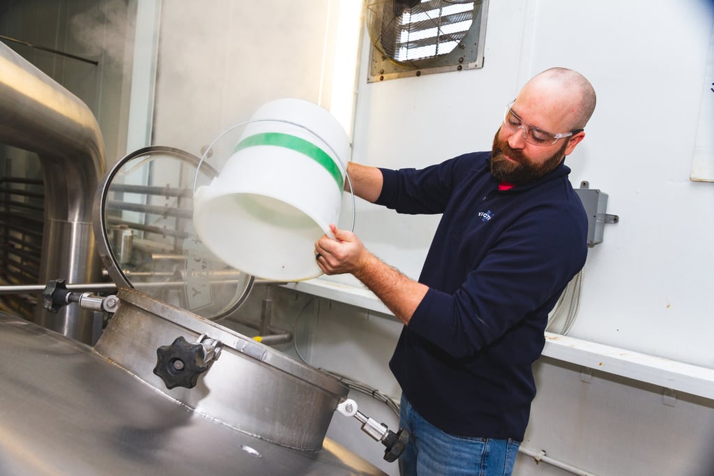 Victory Brewing Co. Director of Brewing Operations Joe Slavick in the brewhouse.