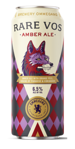 Can of Rare Vos, featuring red and purple wolf