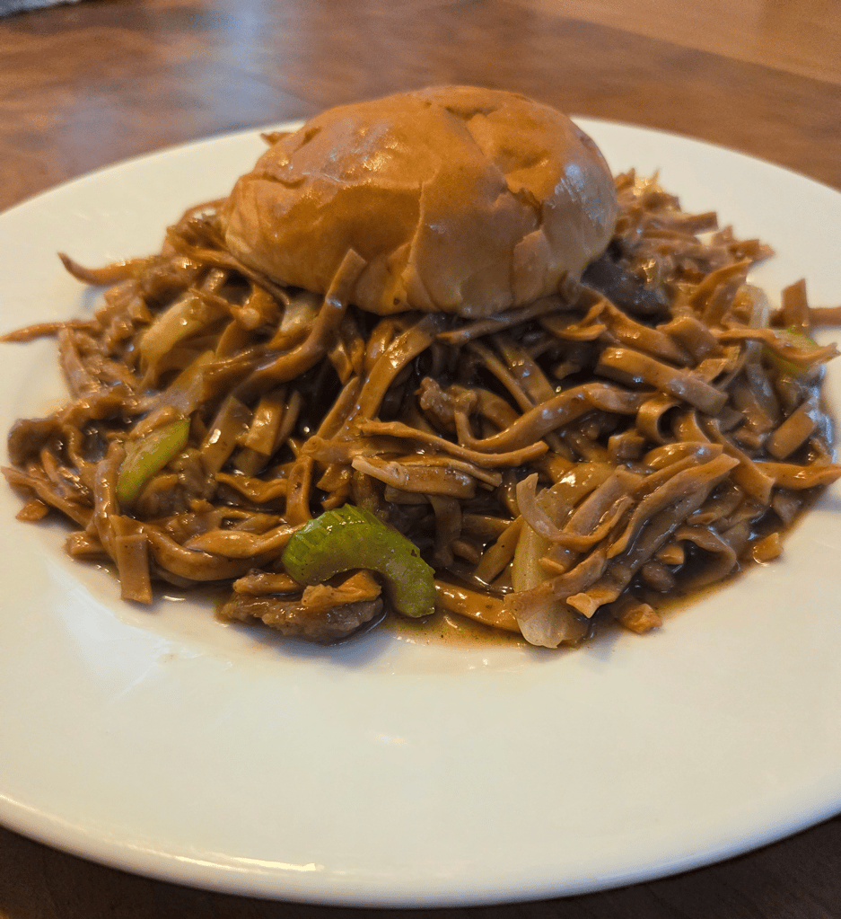 Chow Mein Sandwich regional specialty on a plate.