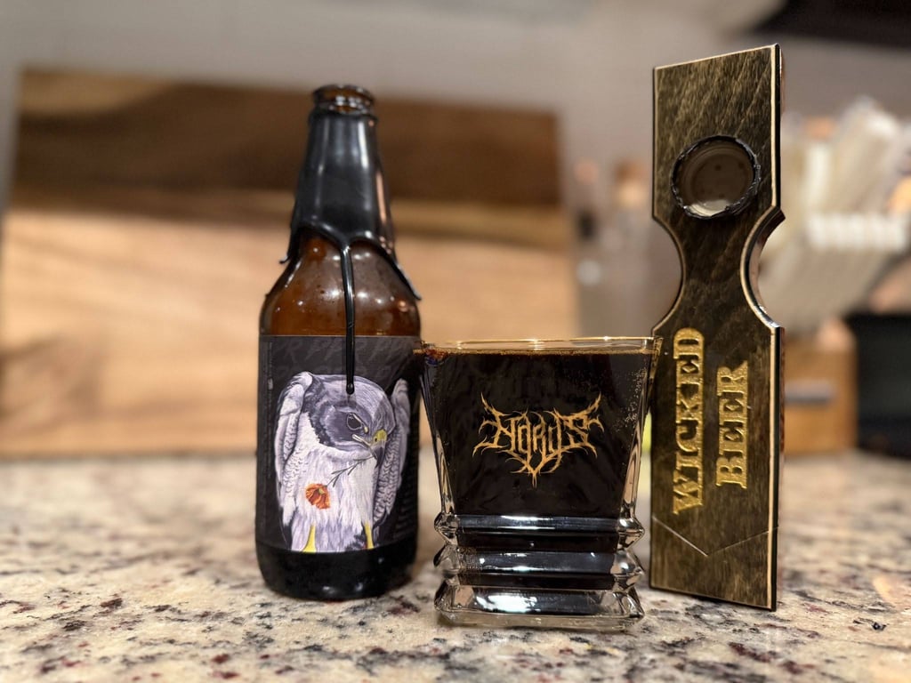 Horus Ales PPR Black Label bottle on countertop.