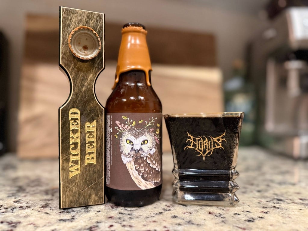 Horus Ales Calamellus Acadicus bottle on countertop.