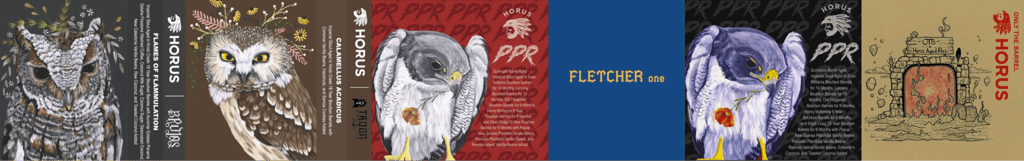 Horus Ales Convocation Program bottle labels.