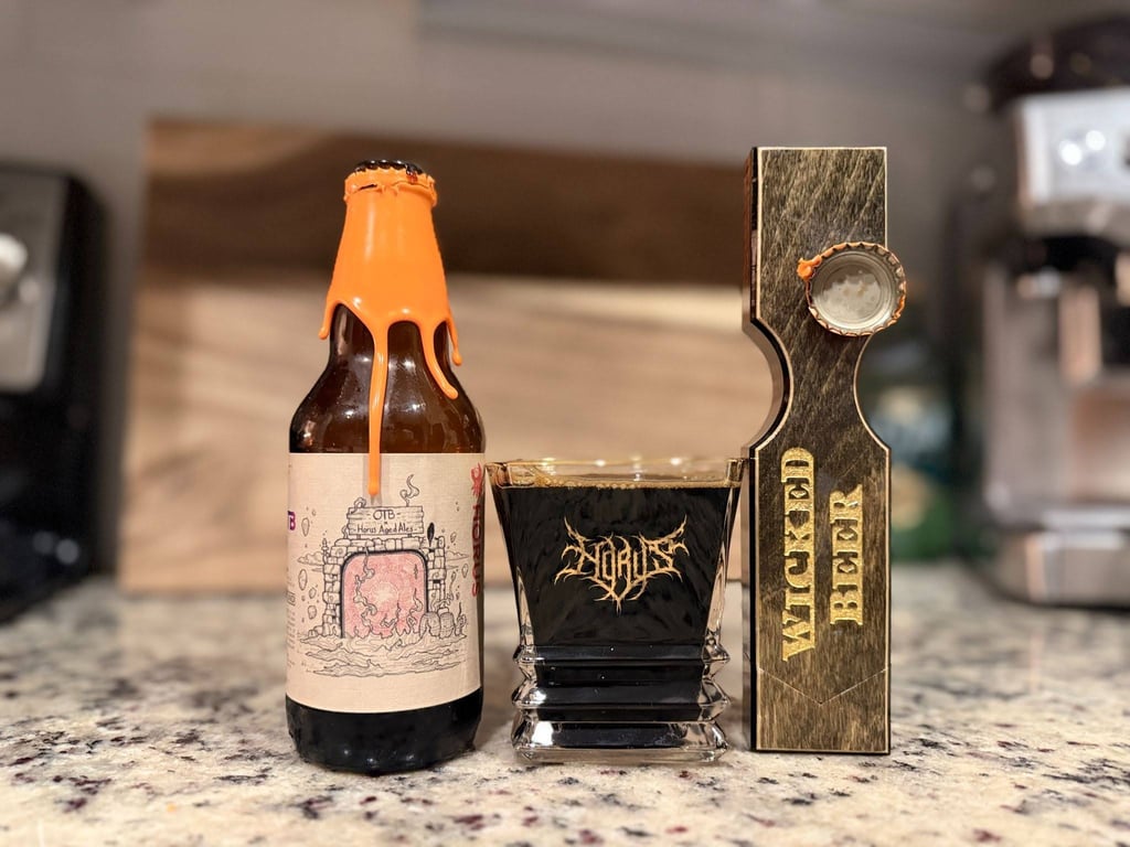 Horus Ales Only the Barrel bottle on countertop.