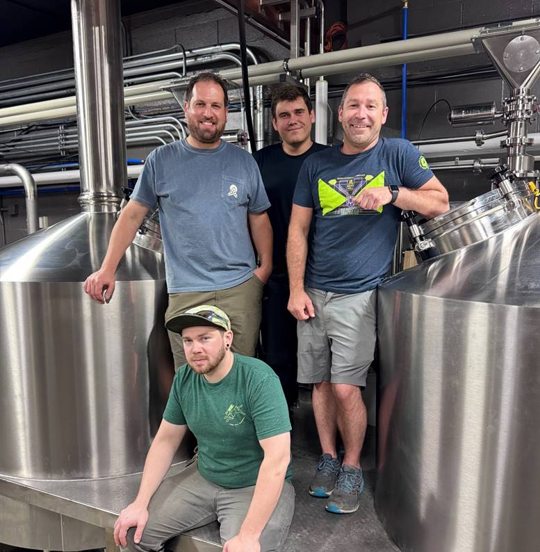 Nod Hill Brewery staff and new brewing system