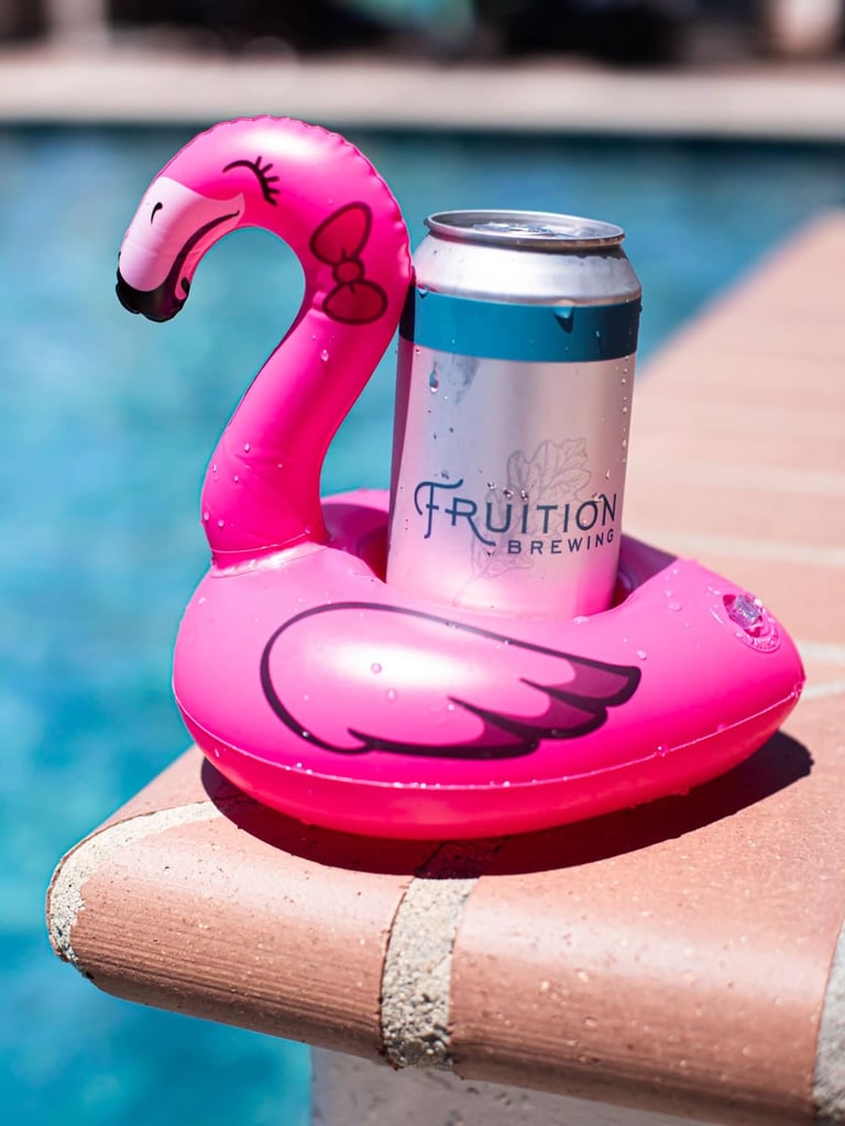 Citrosa by Fruition Brewing in a Flamingo pool float