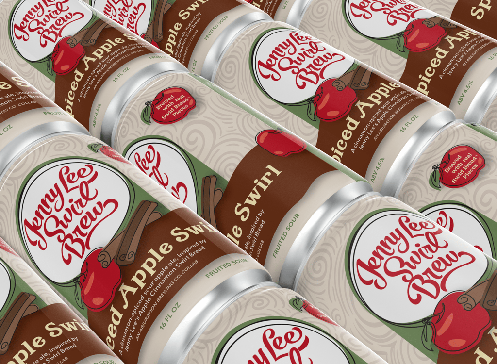 Cans of Spiced Apple Swirl beer