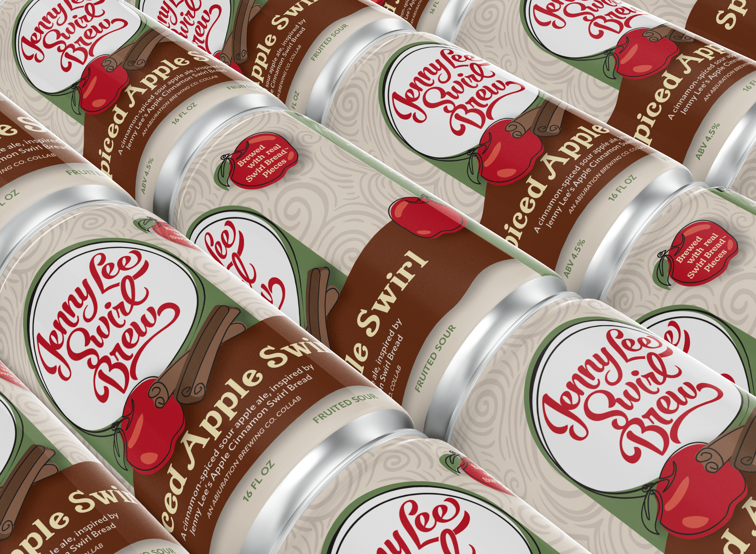 Cans of Spiced Apple Swirl beer