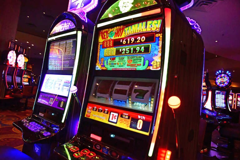 Slot machine in a casino on the Strip.