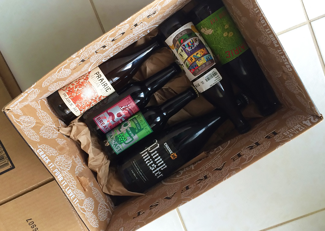 box of beer for online trading including mikkeller and prairie