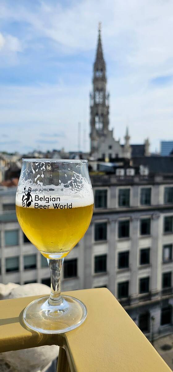 belgian beer world glass with duvel atop roof