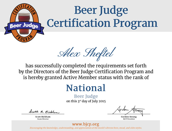 Alex Sheftel BJCP Beer Judge