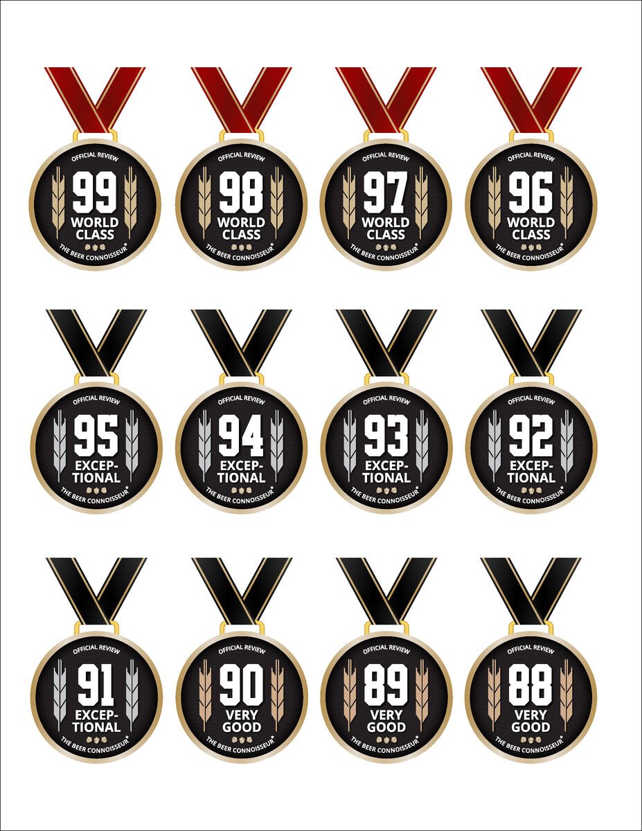 The Beer Connoisseur's Ratings Medals with Ribbons
