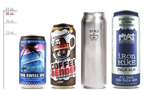 different sizes of beer cans
