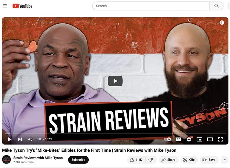 Mike Tyson Strain Reviews YouTube Video