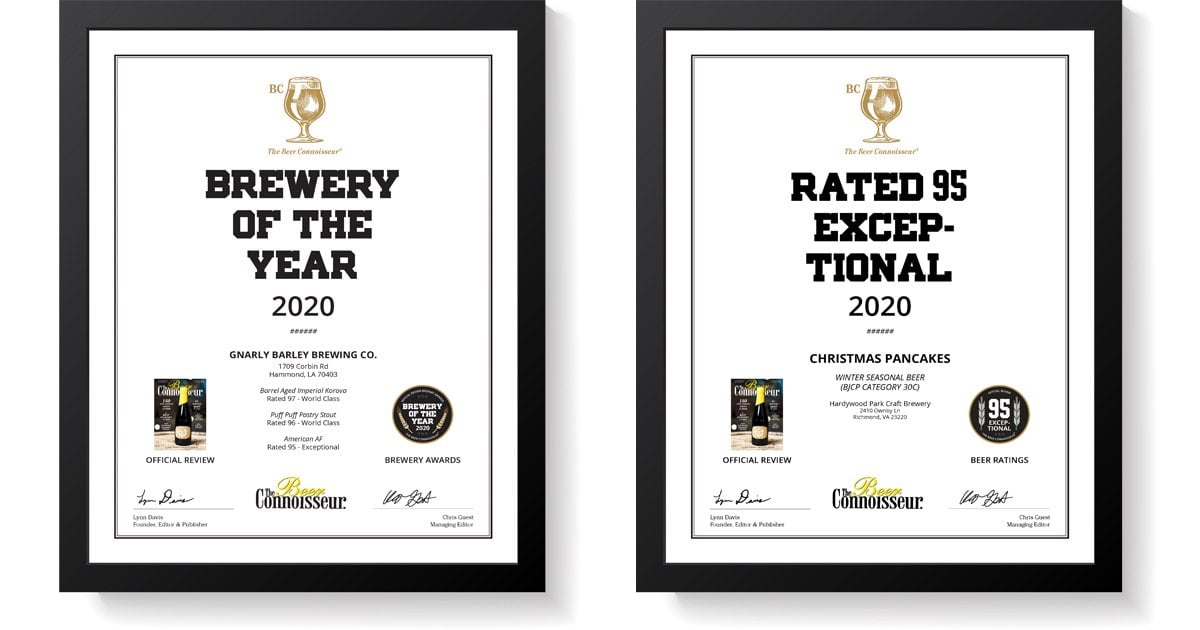 The Beer Connoisseur: Awards & Ratings Certificates