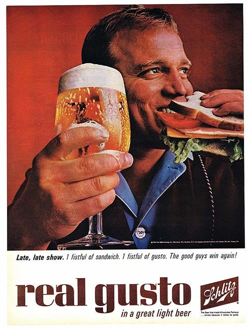 Schlitz Beer Advertisement: Real Gusto in a Great Light Beer